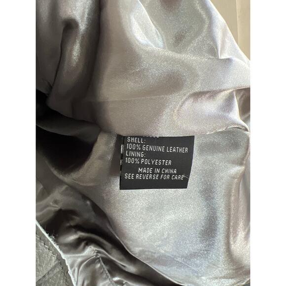 Pamela McCoy size large gray leather blazer jacket - Picture 4 of 4